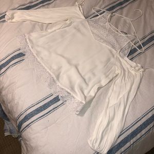 White off the shoulder long sleeve top